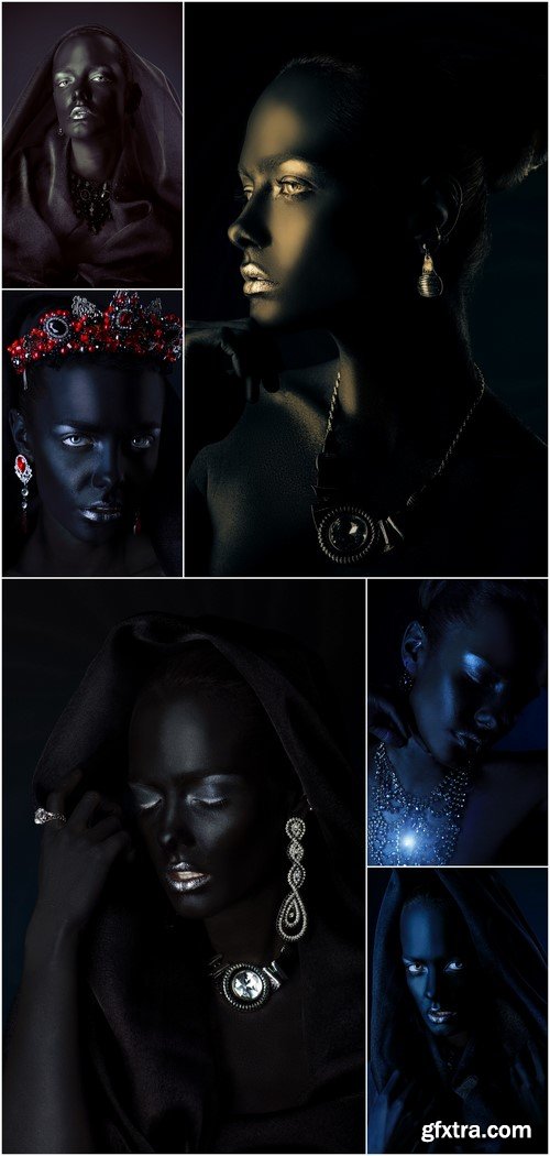 Woman with perfect black skin and Diamond jewelry 6X JPEG