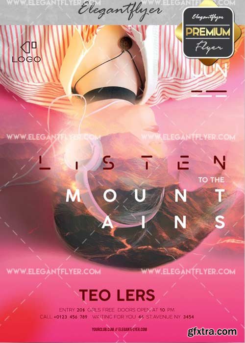 Listen to the Mountains V10 Flyer PSD Template + Facebook Cover