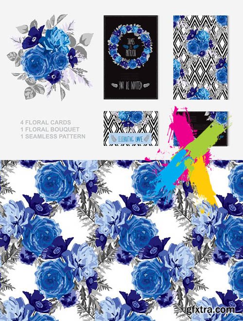 CM - Blue Roses Floral Cards 1592770
