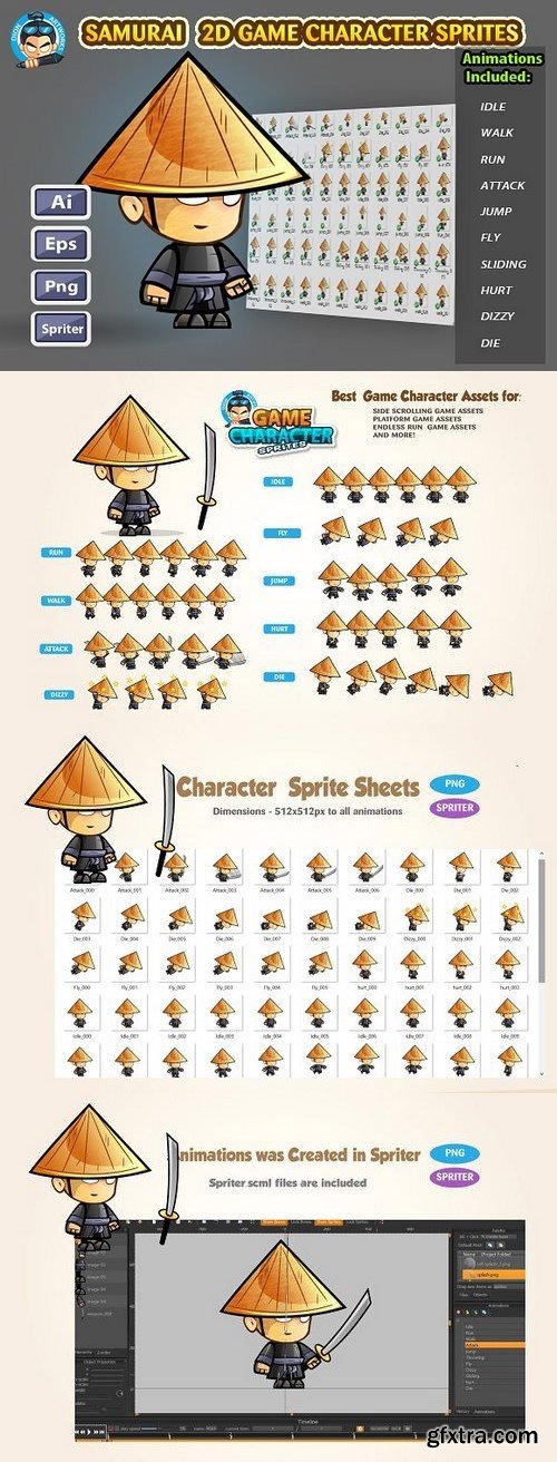CM - Samurai 2D Game Character Sprites 1232104