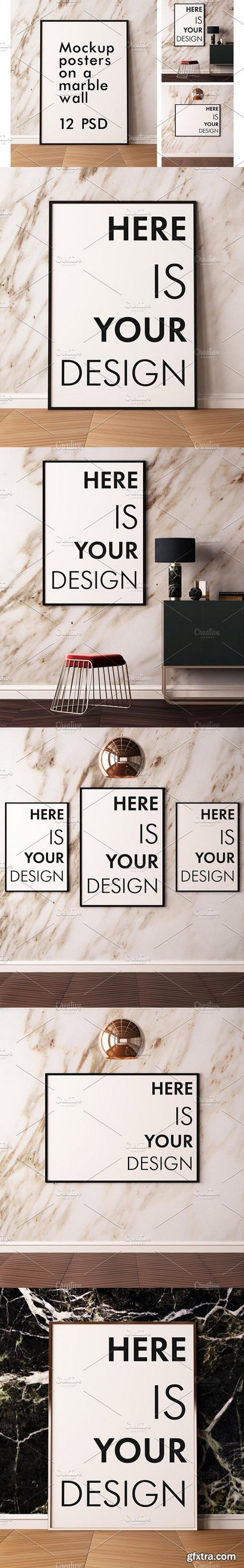 CM - Mockup posters on a marble wall 1518244