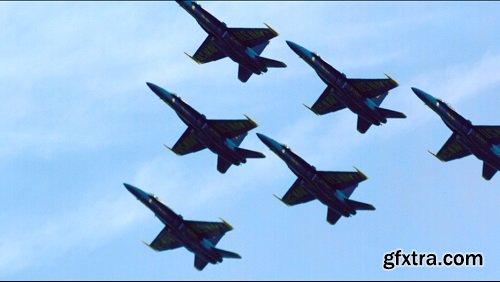 Blue angels flying in v formation slow motion