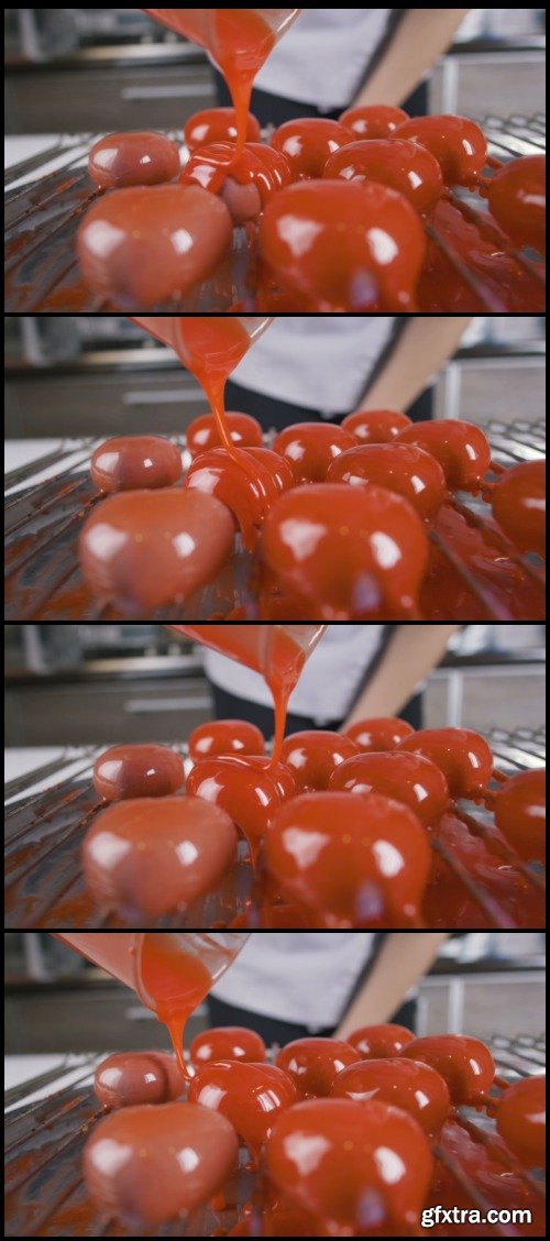 The Process Of Pouring Glaze On The Cake Slow Motion
