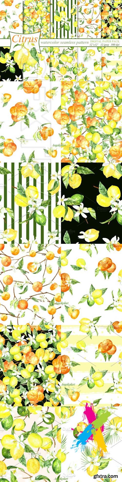 CM - Citrus watercolor seamless pattern 1592414