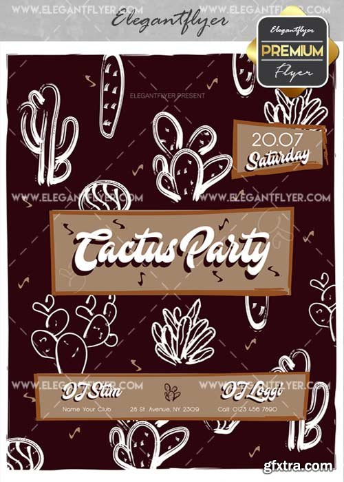 Cactus Party V3 Flyer PSD Template + Facebook Cover