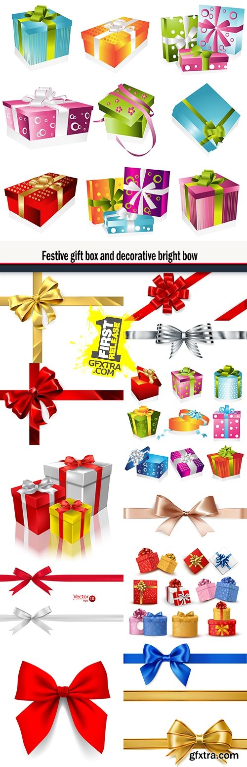 Festive gift box and decorative bright bow