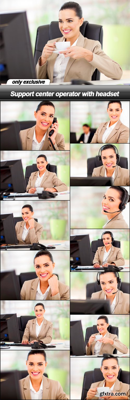 Support center operator with headset - 13 UHQ JPEG