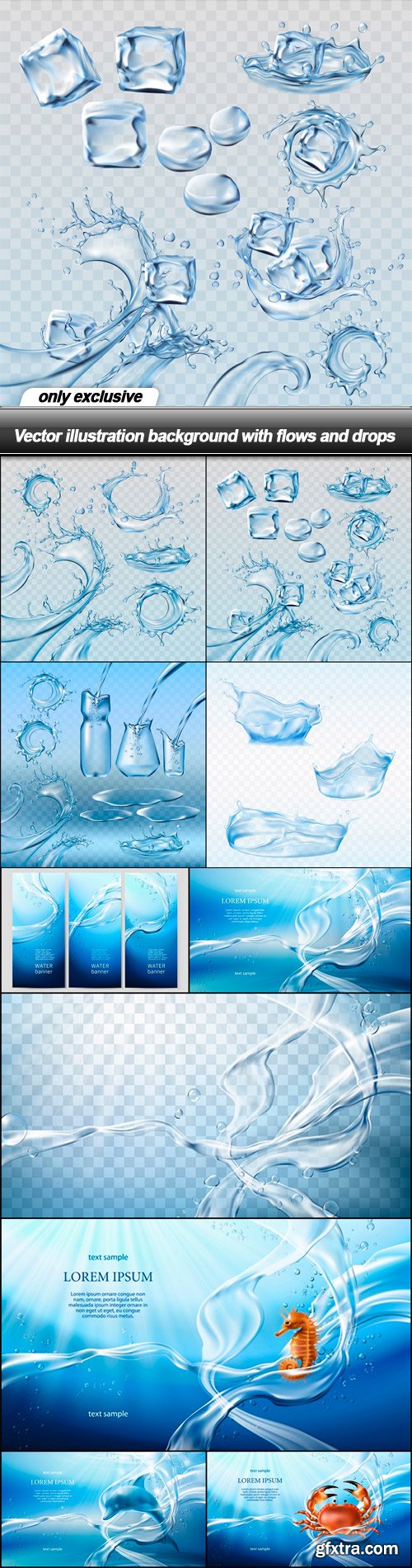 Vector illustration background with flows and drops - 10 EPS