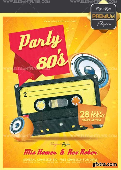 Back to the 80’s Party V26 Flyer PSD Template + Facebook Cover