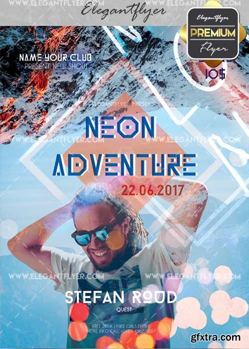 Neon Adventure V5 Flyer PSD Template + Facebook Cover