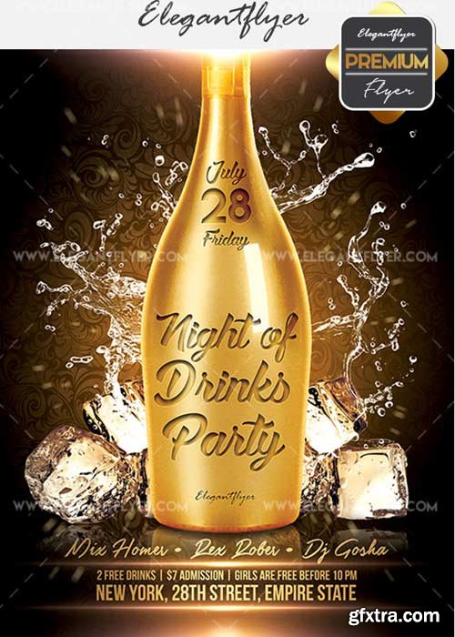Night of Drinks V19 Flyer PSD Template + Facebook Cover
