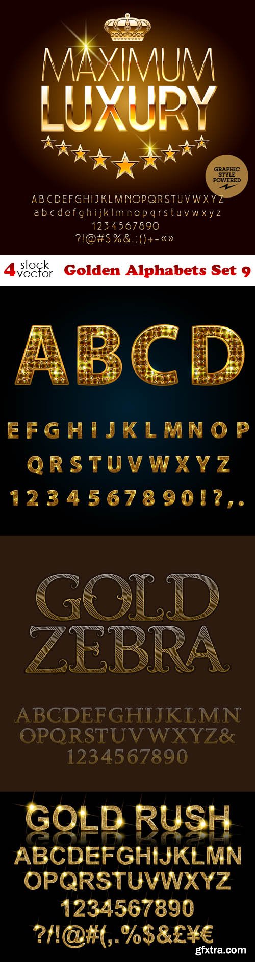 Vectors - Golden Alphabets Set 9