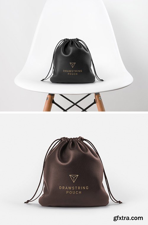 PSD Mock-Up - Leather Drawstring Pouch