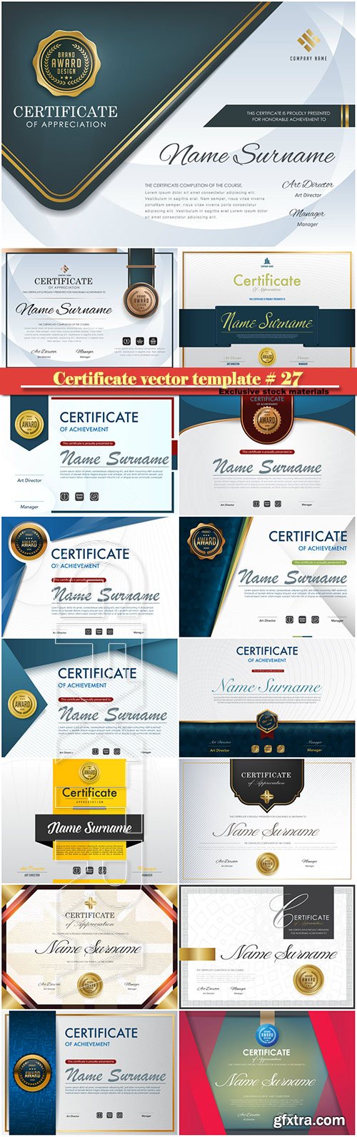 Certificate and vector diploma design template # 27