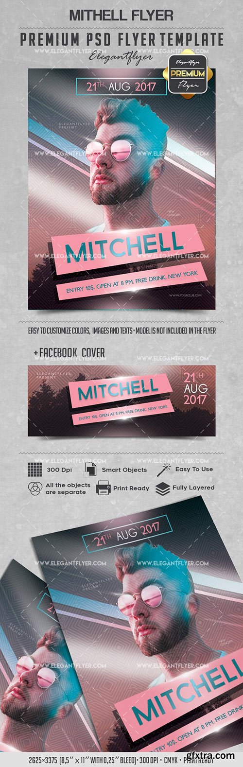 Mithell – Flyer PSD Template + Facebook Cover