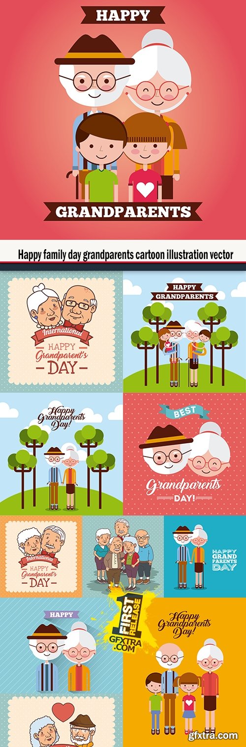 Happy family day grandparents cartoon illustration vector