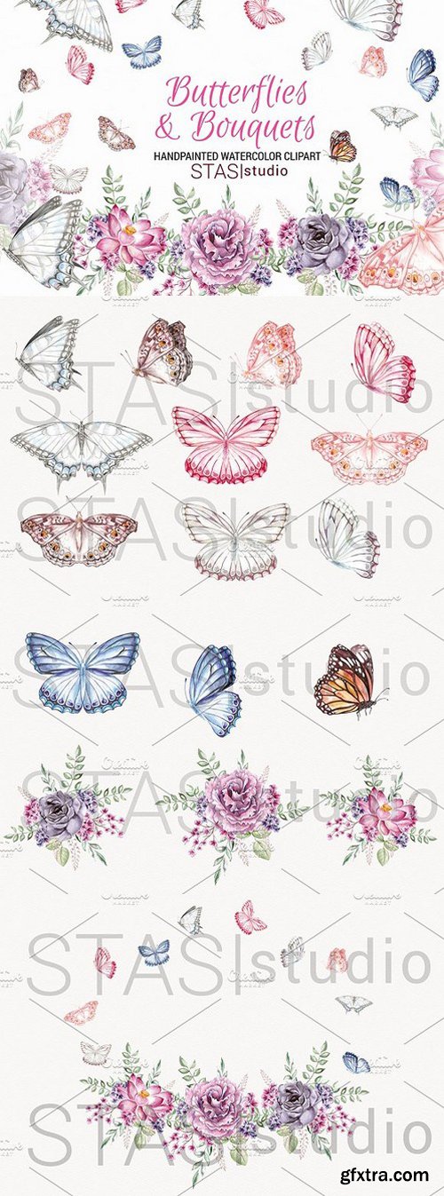 CM - Watercolor Butterflies Clipart 1573215