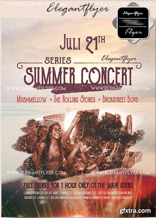 Summer Concert V22 Flyer PSD Template + Facebook Cover