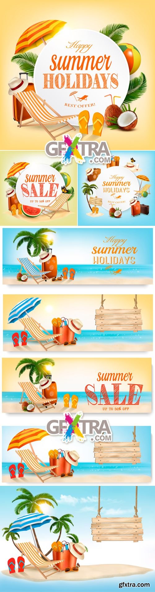 Summer Holidays Banners Vector 4