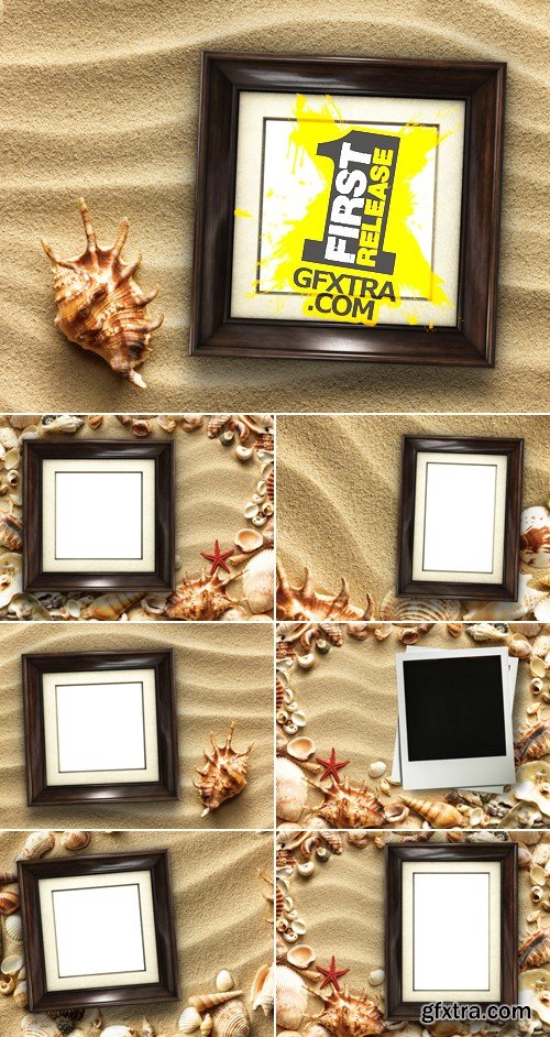 Stock Photo - Picture Frame on Sand Background