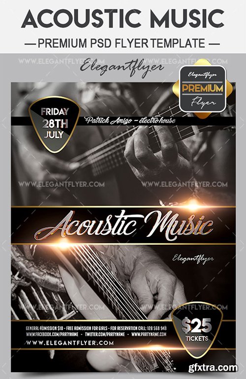 Acoustic Music – Flyer PSD Template + Facebook Cover