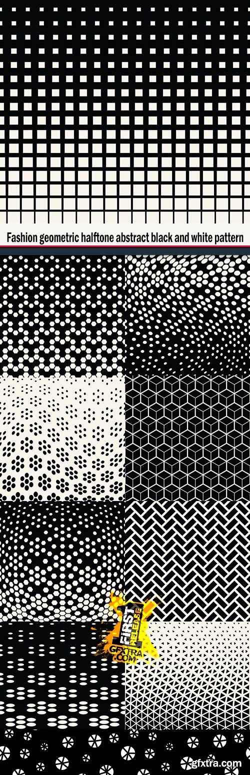 Fashion geometric halftone abstract black and white pattern