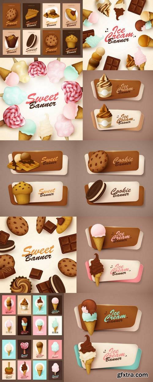 Set of Brochures and Banners with Sweets