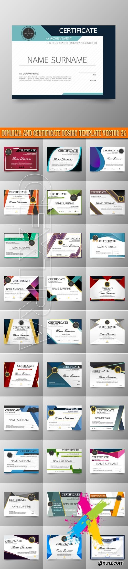 Diploma and certificate design template vector 26