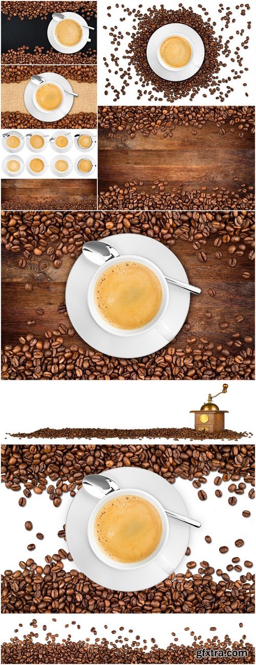 Coffee beans pattern and espresso 10X JPEG