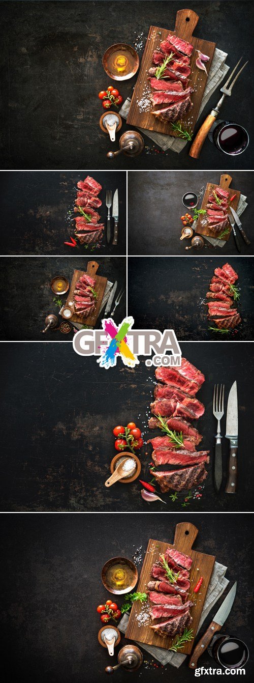 Stock Photo - Meat on Wooden Background