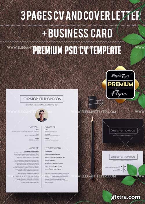 CV V44 Premium CV and Cover Letter PSD Template
