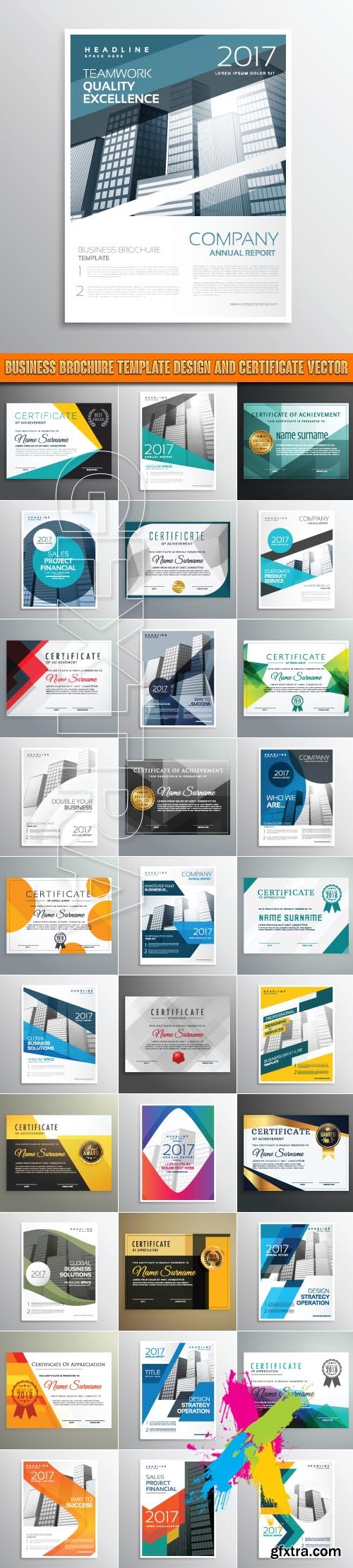 Business brochure template design and certificate vector