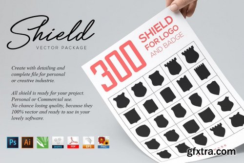 CreativeMarket 300 Shield For Logo & Badge 1590714