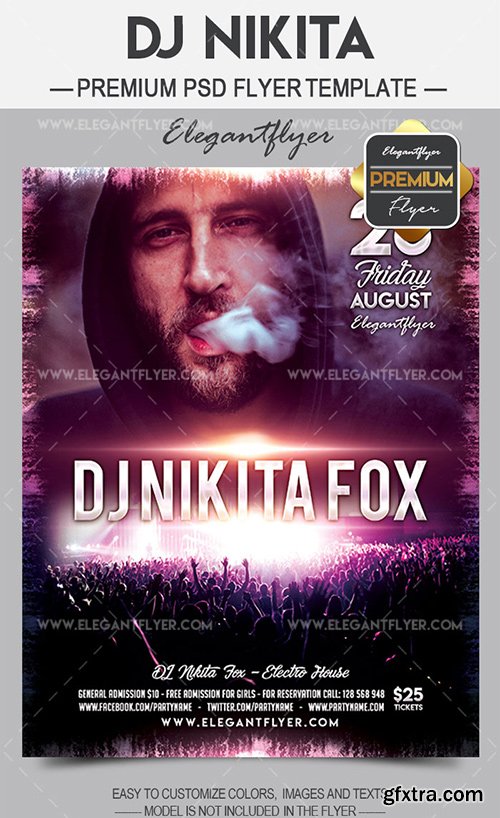 DJ Nikita – Flyer PSD Template + Facebook Cover