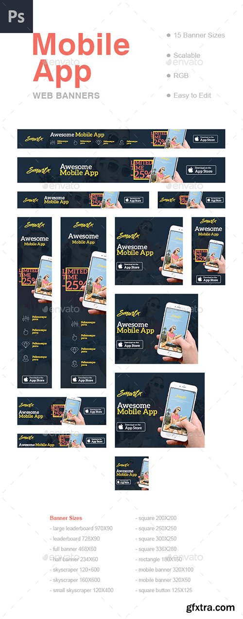 Graphicriver Mobile App Web Banners Template 17598449