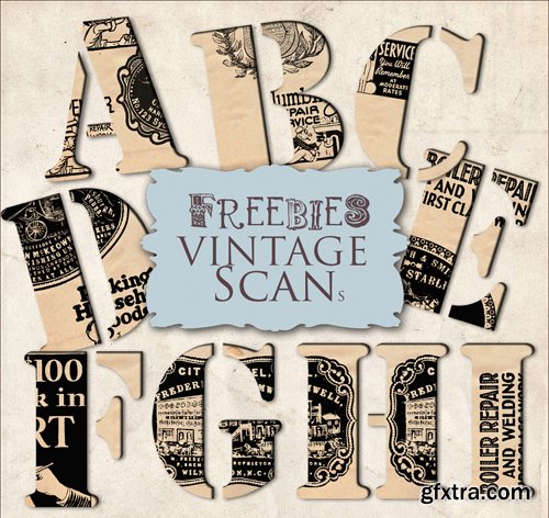 Scrap Kit - Alphabet in Vintage Style