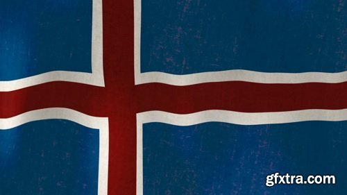 Waving flag of iceland loopable hd