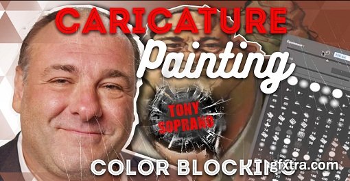 Caricature Painting of Tony Soprano Pt 2 - Color Blocking