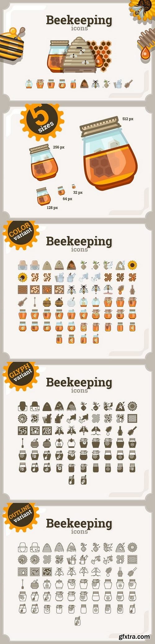 CM - Beekeeping icons set (3 variants) 1326278