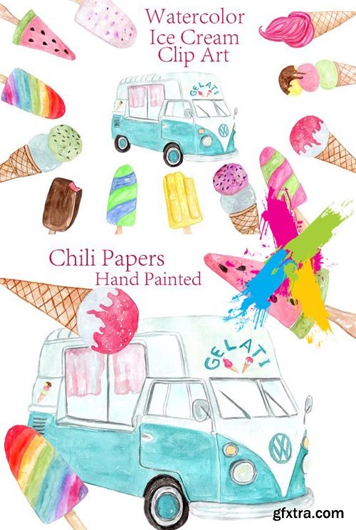 CM - Watercolor Ice Cream clipart 1671426