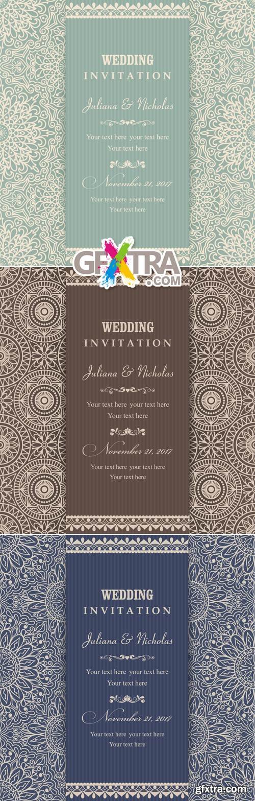 Elegant Floral Wedding Invitations Vector