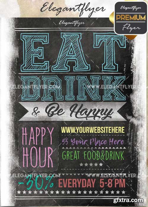 Happy Hour V50 Flyer PSD Template + Facebook Cover