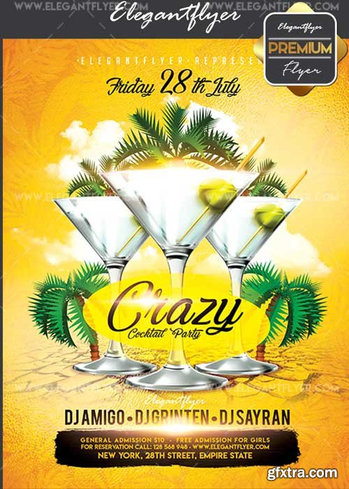 Crazy Cocktail Party V17 Flyer PSD Template + Facebook Cover