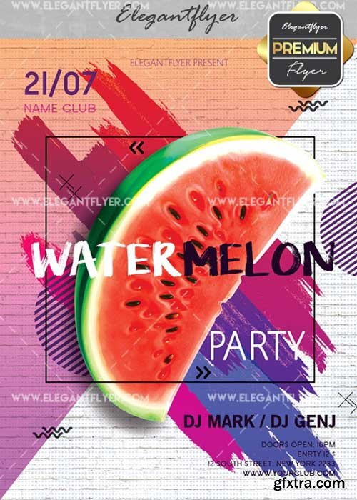Watermelon Party V5 Flyer PSD Template + Facebook Cover