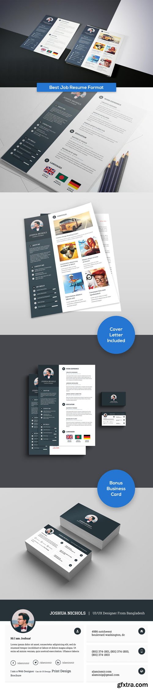 Best Job Resume Format PSD Templates with Business Card