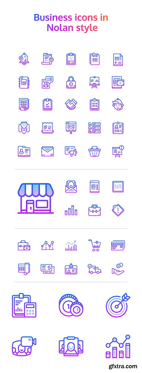 EPS, PNG, PDF, SVG Vector Web Icons - 48 Nolan Business Icons