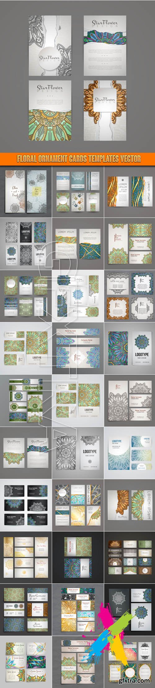 Floral ornament cards templates vector