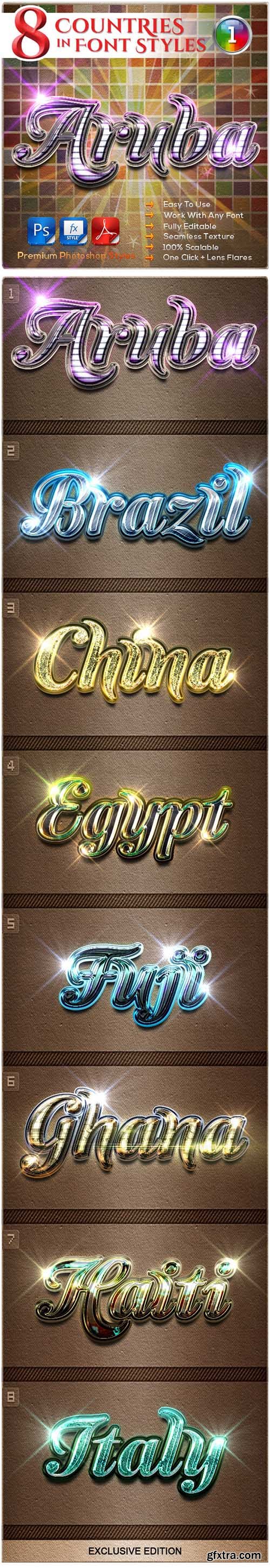 Graphicriver 8 Countries in the Font Style #1 9206629