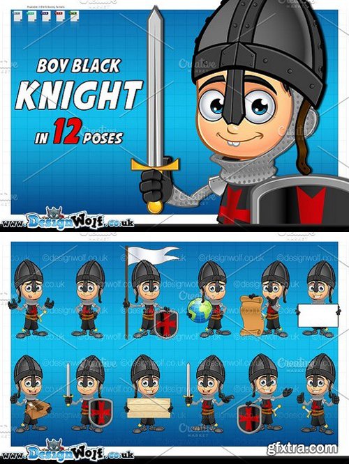 CM - Boy Black Knight In 12 Poses 1632777