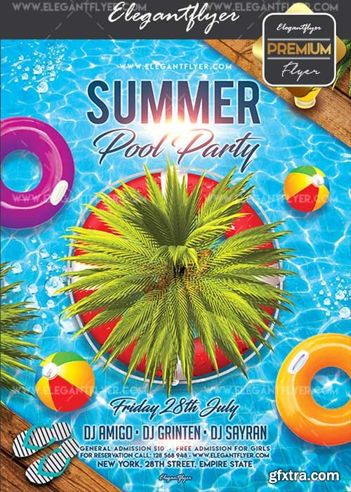 Summer Pool Party V42 Flyer PSD Template + Facebook Cover